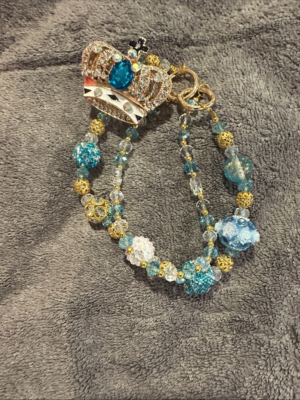 Blue Crystal Crown bag accessory